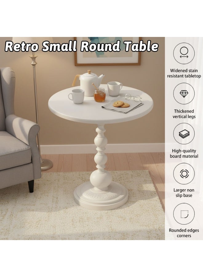 شويوين طاولة جانبية دائرية بتصميم كلاسيكي، مقاس 16.54 بوصة × 20.47 بوصة، طاولة جانبية عتيقة بقاعدة مانعة للانزلاق، طاولة جانبية مقاومة للبقع لغرفة المعيشة أو غرفة النوم أو الشرفة - Image 2